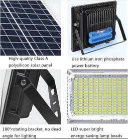 100w to 1000w Solar Flood Light Outdoor Remote, Waterproof Solar Power Security Light Auto on/off, Dusk to Dawn for Yard, Garden. (100w)