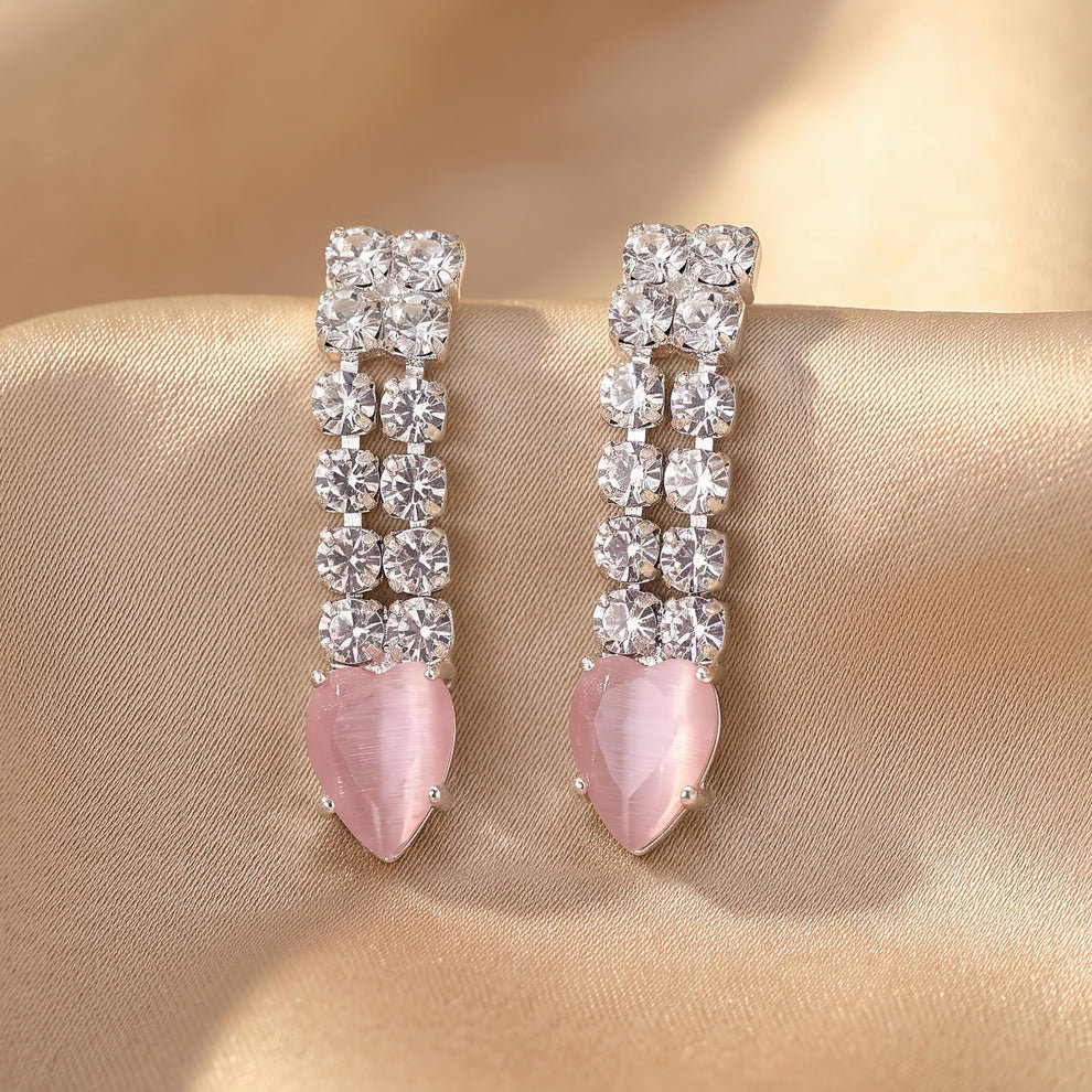 Anti-Tarnish Pink Crystal Dangles | Earrings_1