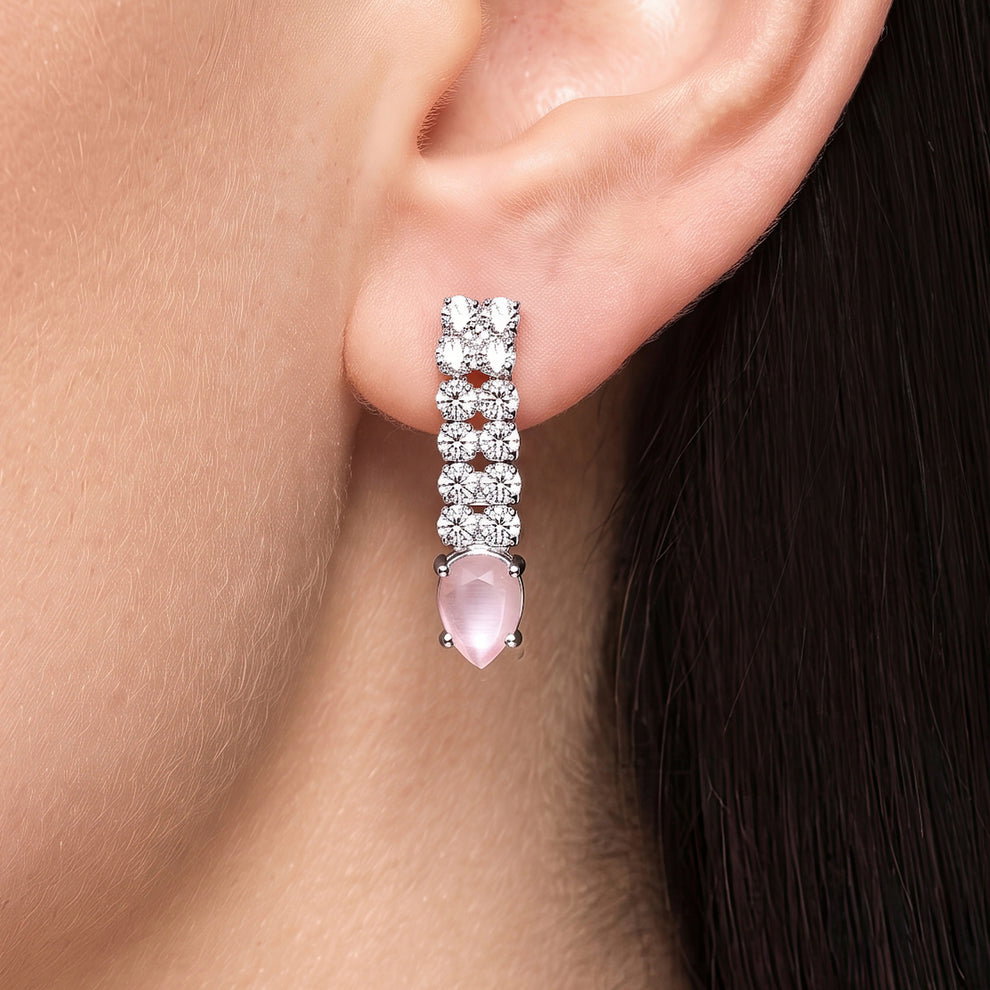 Anti-Tarnish Pink Crystal Dangles | Earrings_4