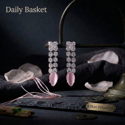 Anti-Tarnish Pink Crystal Dangles | Earrings