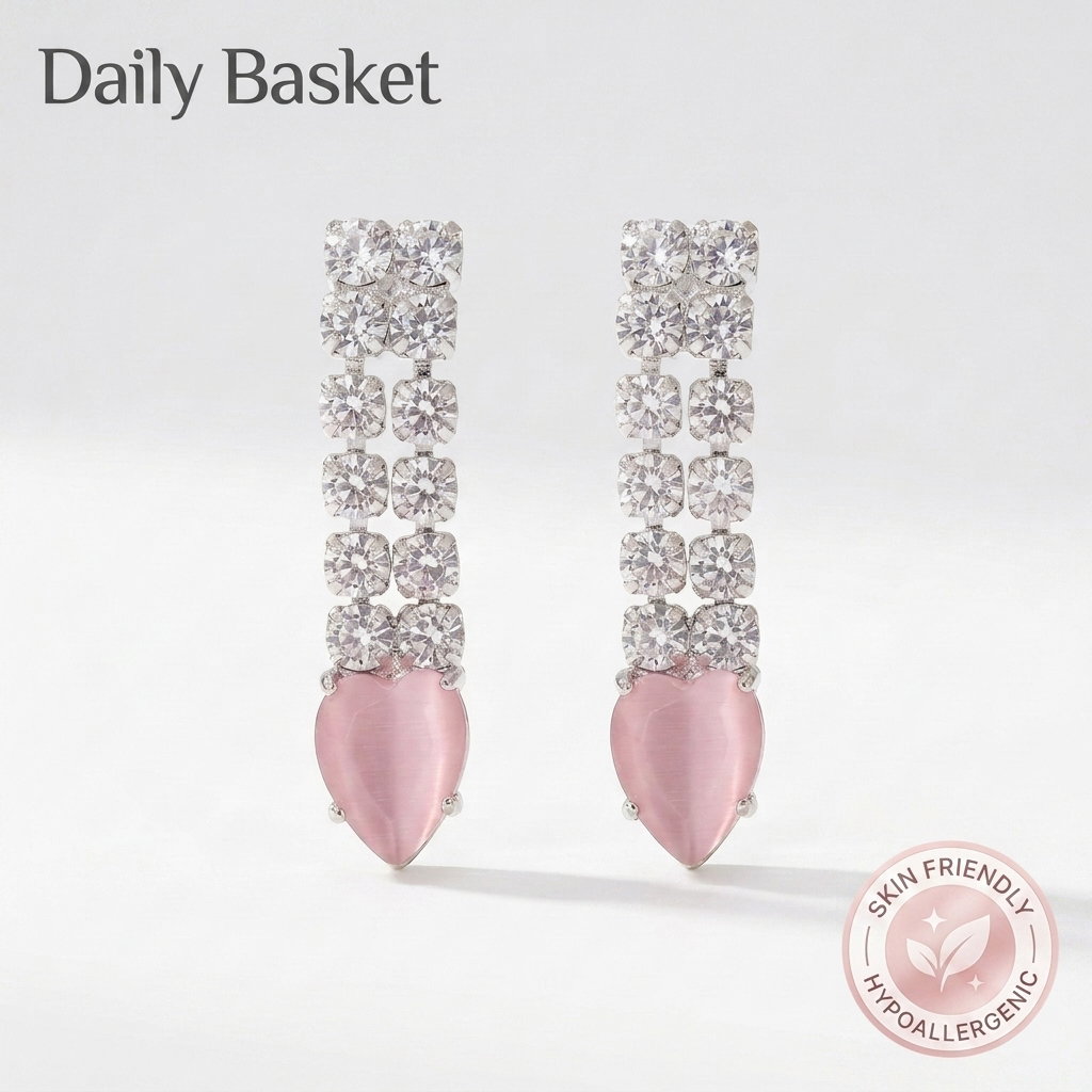 Anti-Tarnish Pink Crystal Dangles | Earrings_2