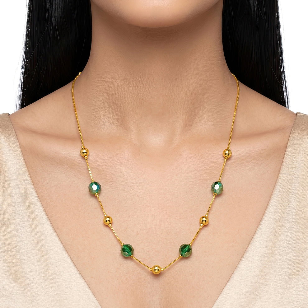 Anti-Tarnish Green Bead Chain | Necklace _4