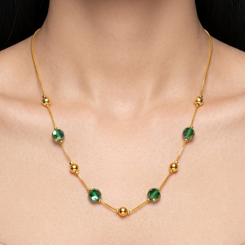 Anti-Tarnish Green Bead Chain | Necklace _3
