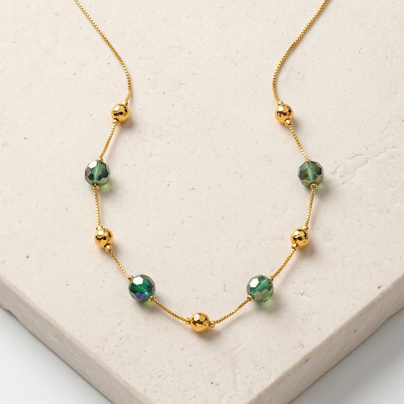 Anti-Tarnish Green Bead Chain | Necklace _5
