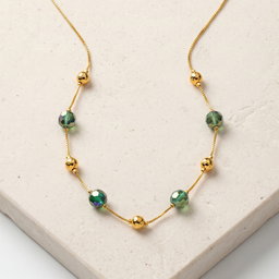 Anti-Tarnish Green Bead Chain | Necklace 