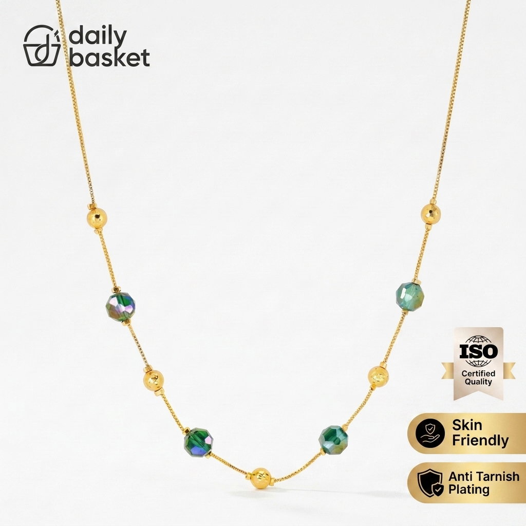 Anti-Tarnish Green Bead Chain | Necklace _1