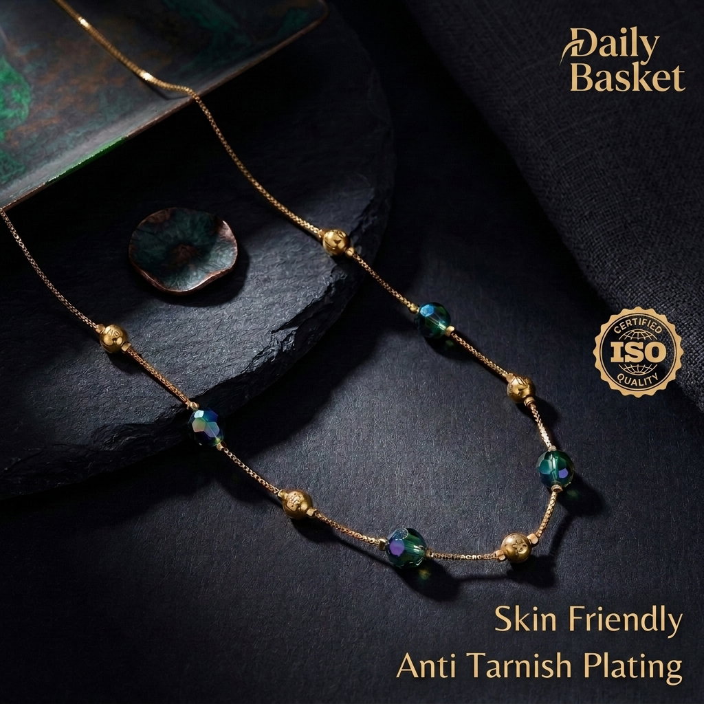 Anti-Tarnish Green Bead Chain | Necklace _0