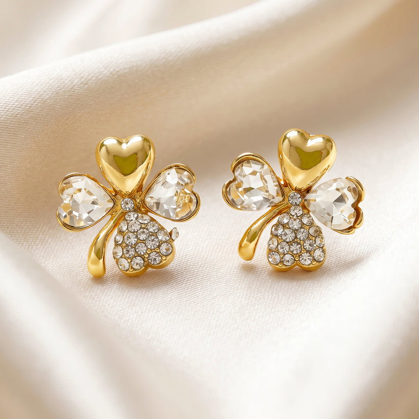 Anti-Tarnish Clover Crystal Studs | Earrings _2