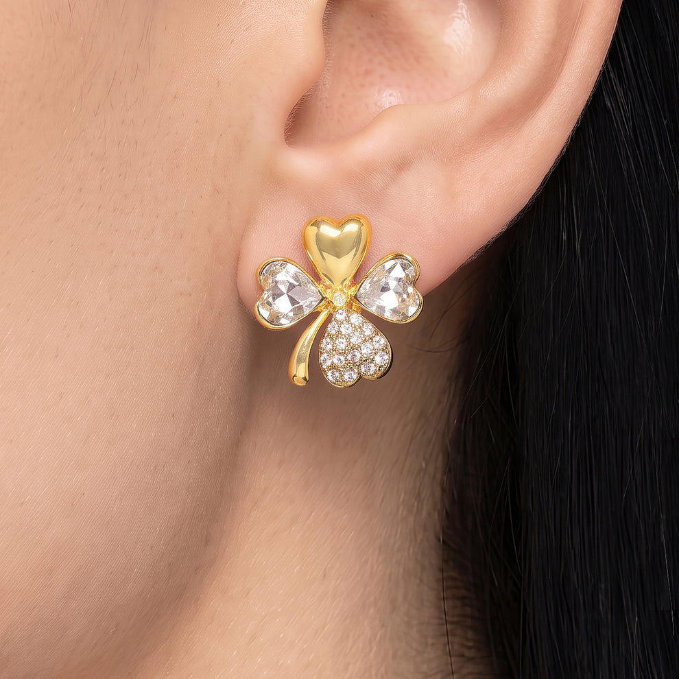 Anti-Tarnish Clover Crystal Studs | Earrings _5