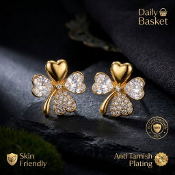 Anti-Tarnish Clover Crystal Studs | Earrings 