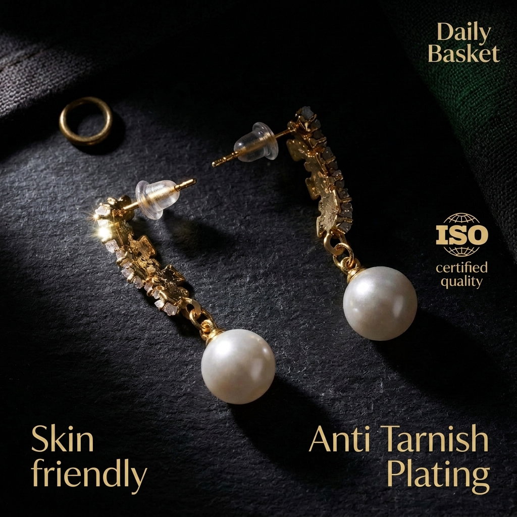 Anti-Tarnish Crystal Pearl Dangles | Earrings_0