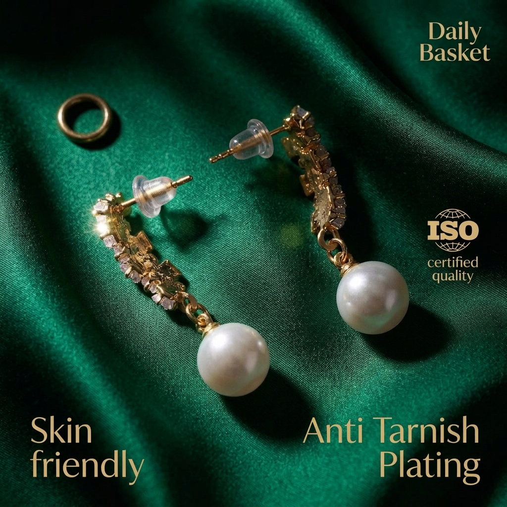 Anti-Tarnish Crystal Pearl Dangles | Earrings_1