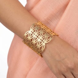 Anti-Tarnish Filigree Geometric Cutout Cuff | Bracelet | Adjustable Size