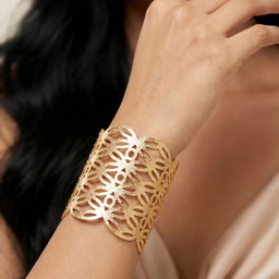 Anti-Tarnish Filigree Geometric Cutout Cuff | Bracelet | Adjustable Size