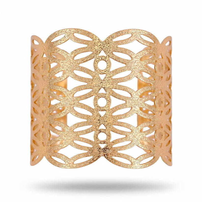 Anti-Tarnish Filigree Geometric Cutout Cuff | Bracelet | Adjustable Size_1