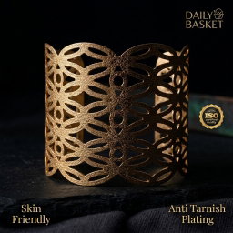 Anti-Tarnish Filigree Geometric Cutout Cuff | Bracelet | Adjustable Size