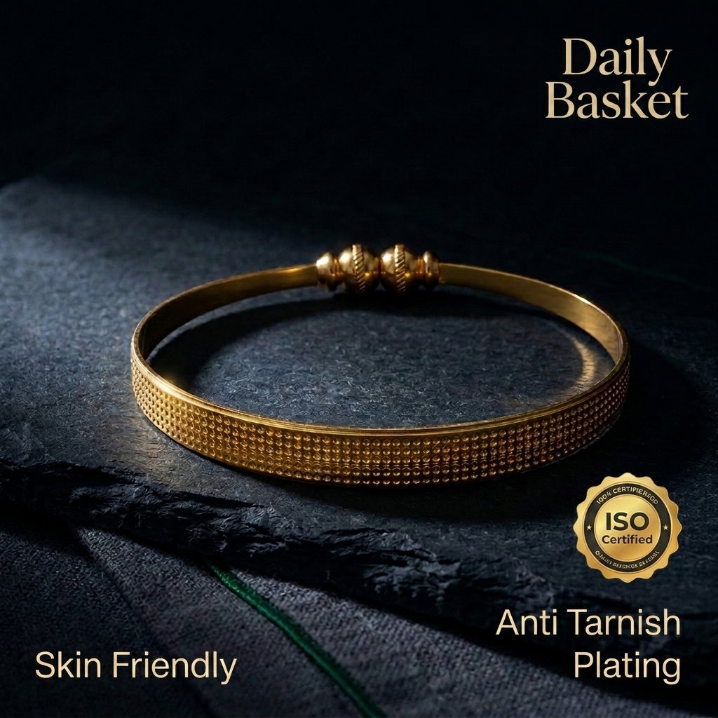 Anti-Tarnish Honeycomb Textured Kada | Bracelet | Adjustable Size