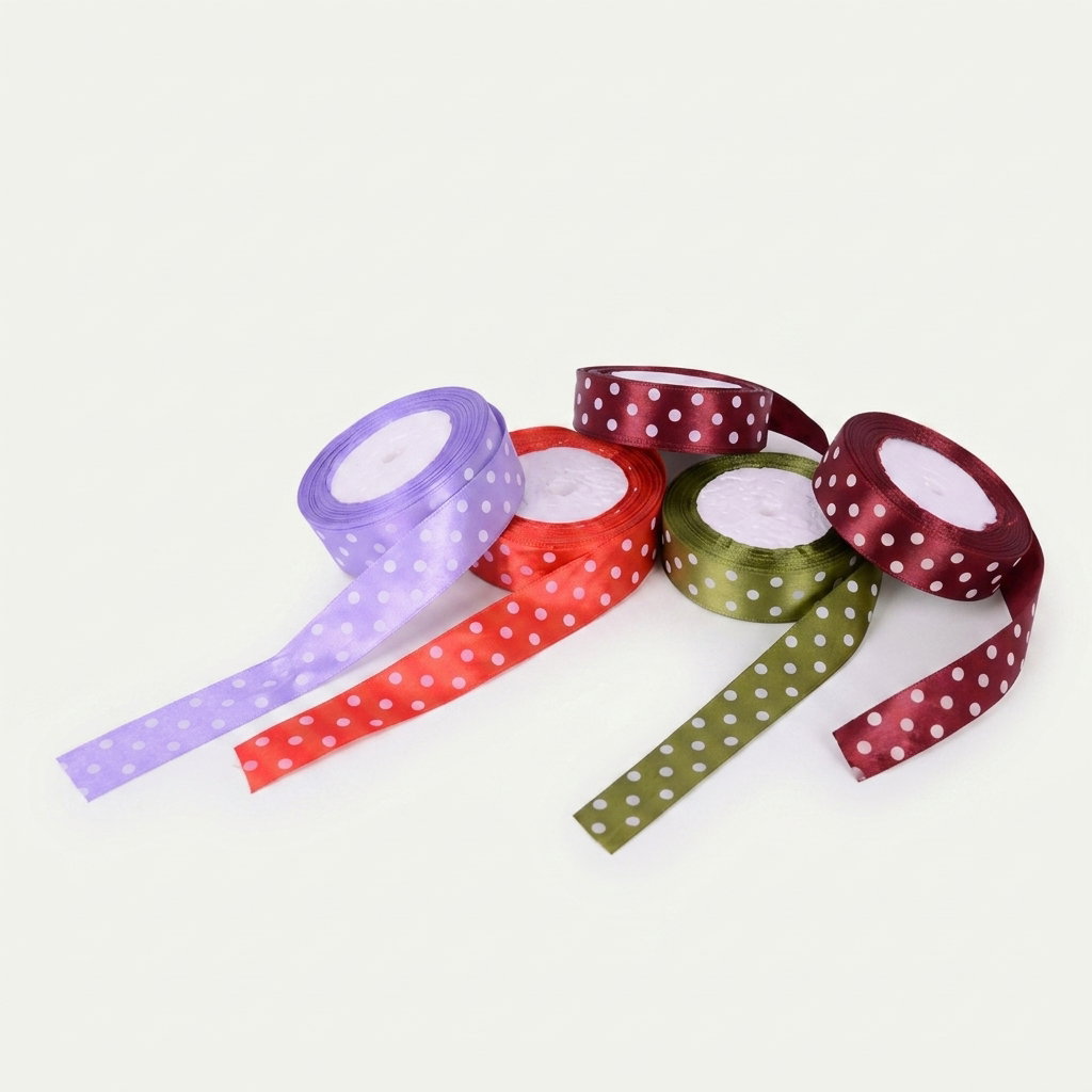 Panglica din satin cu buline 2.5 cm