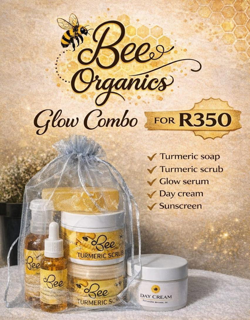 Glow Combo - Turmeric soap, Turmeric scrub, Glow serum, Day cream and Sunscreen