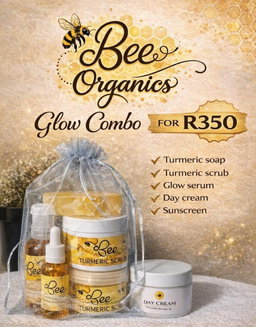 Glow Combo - Turmeric soap, Turmeric scrub, Glow serum, Day cream and Sunscreen
