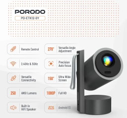 Porodo Full HD Smart Projector - Gray
