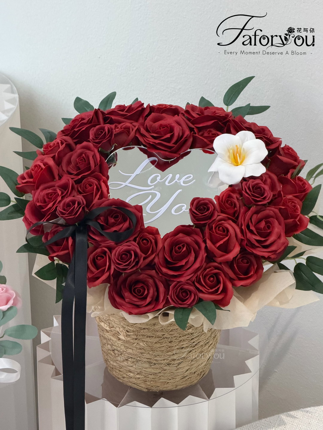 Heart-Shaped Mirror Soap Rose Basket 