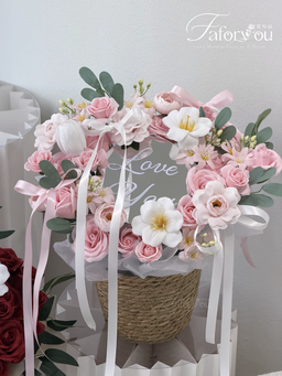 Round-Shaped Mirror Soap Flower Basket 
