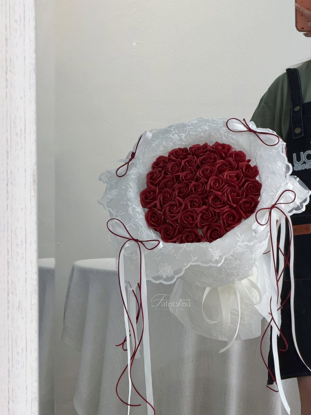 33 Stalk French Lace Soap Rose Bouquet