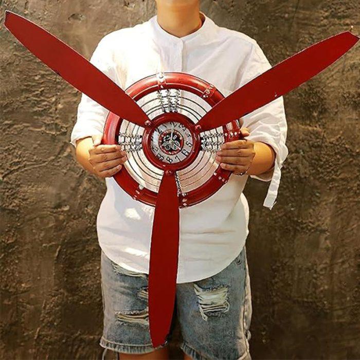Kidsrock Vintage Clock Propeller Wall Decoration-Red_1