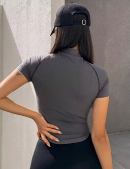  GREY SHORTLEEVE DRI FIT TOPS (ZIPPER STYLE)