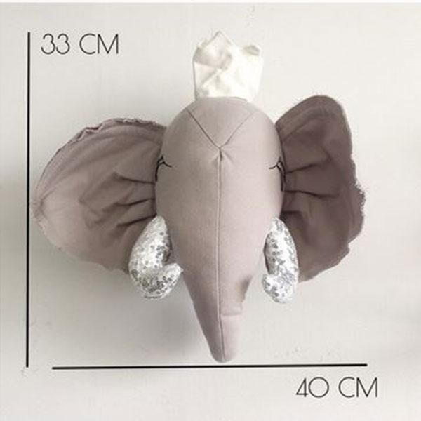 Gray Elephant with crown 3D Animal Head_2