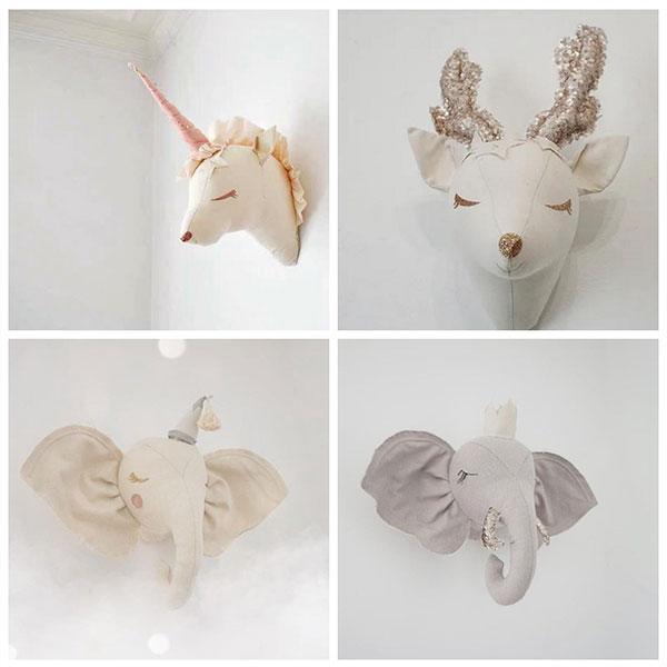 Gray Elephant with crown 3D Animal Head_3