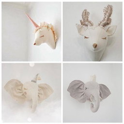 Gray Elephant with crown 3D Animal Head