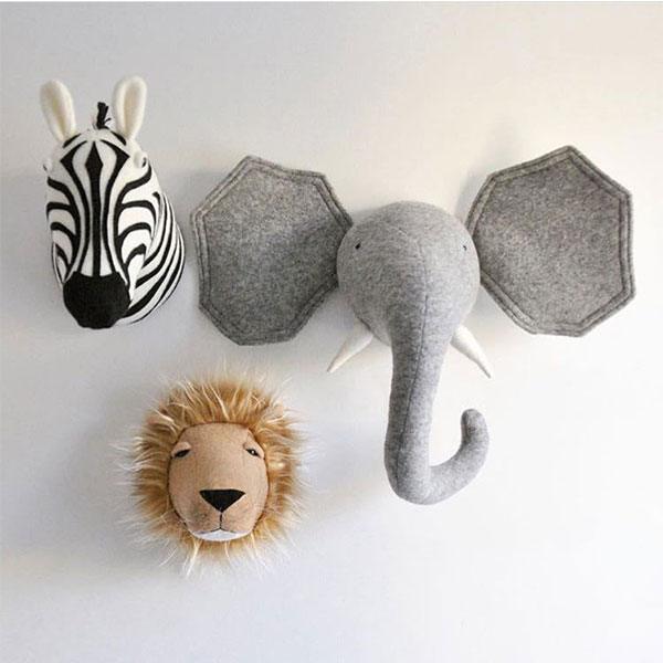 Plush Zebra Stuffed Animal Heads Wall Decoration_0