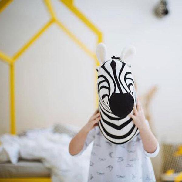 Plush Zebra Stuffed Animal Heads Wall Decoration_3