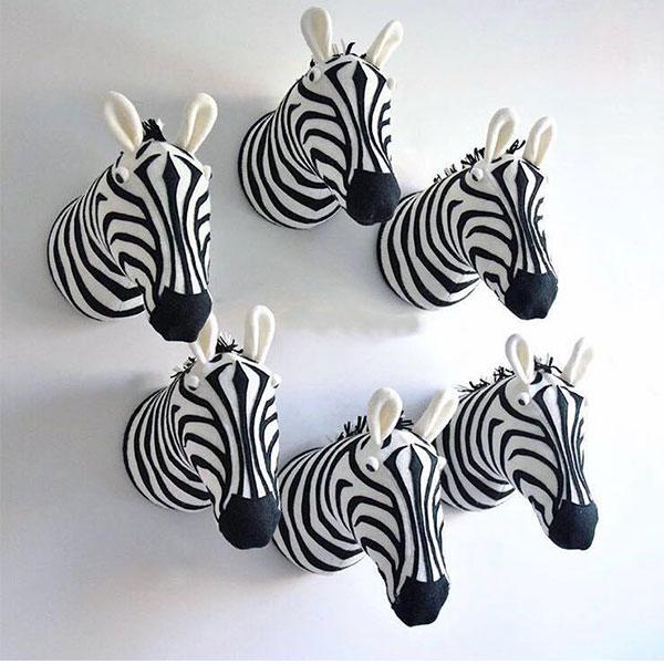 Plush Zebra Stuffed Animal Heads Wall Decoration_2