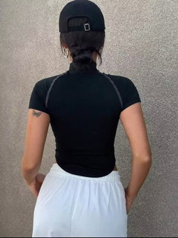 BLACK  SHORTLEEVE DRI FIT TOPS (ZIPPER STYLE)  (Copy)