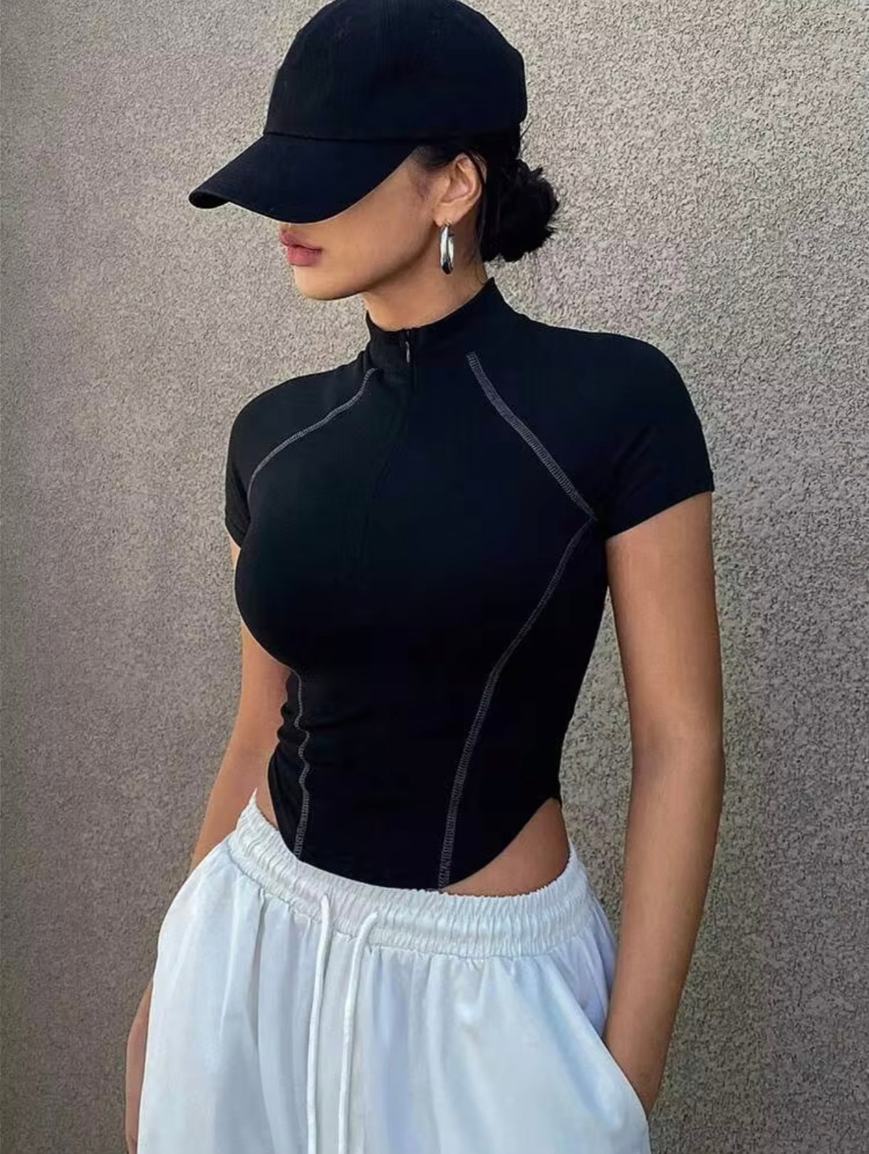 BLACK  SHORTLEEVE DRI FIT TOPS (ZIPPER STYLE)  (Copy)_1