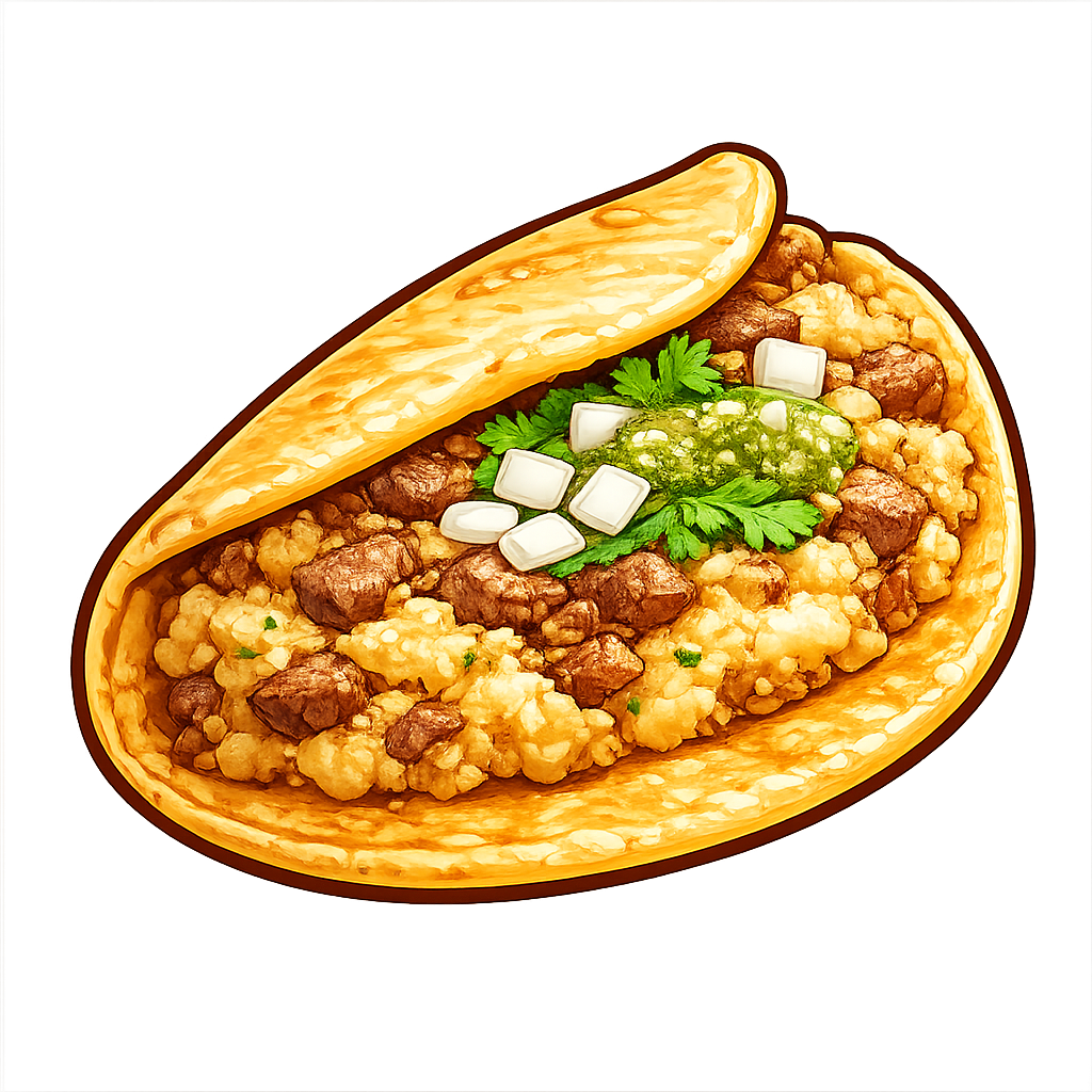 Taco de Papa con Bisteck