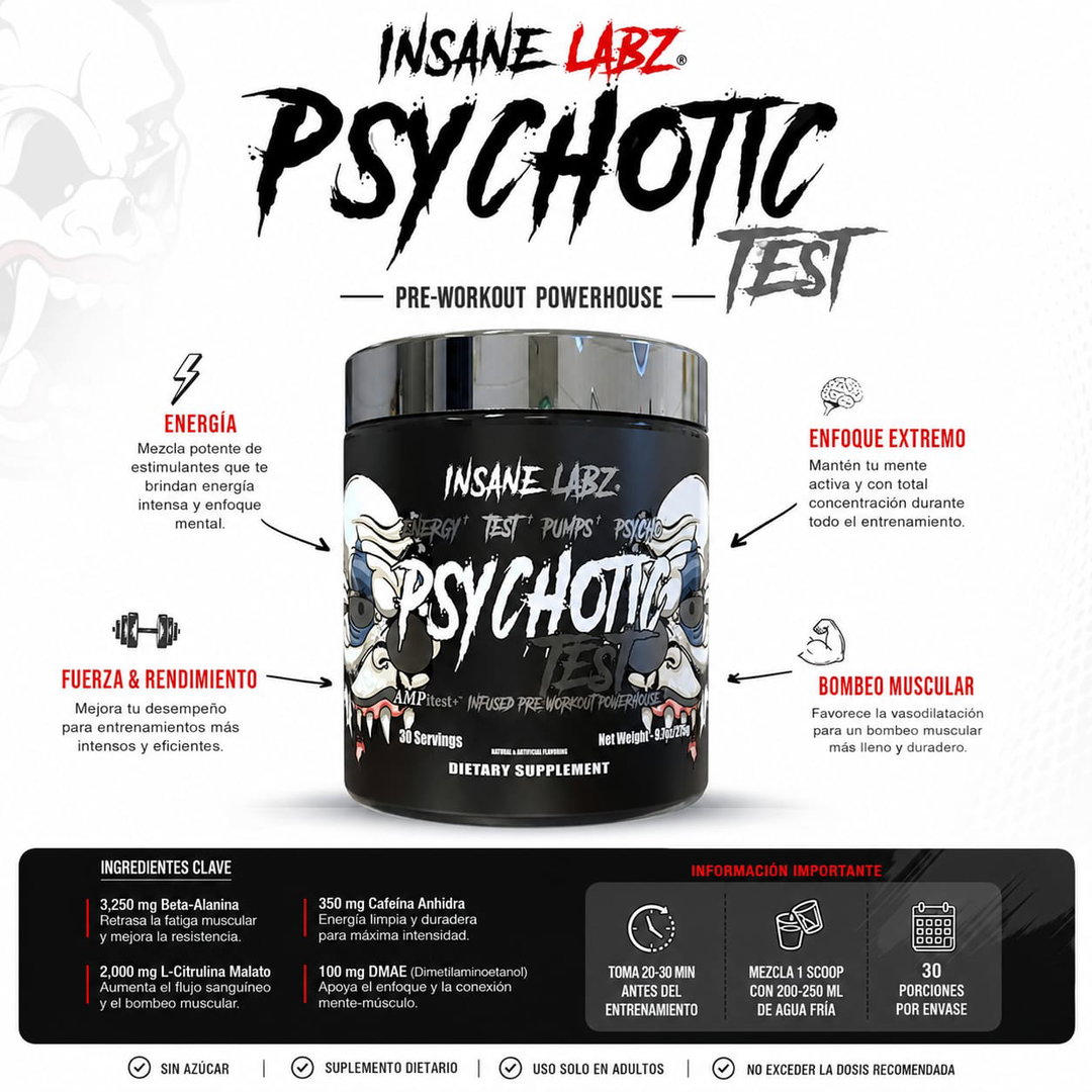 Psychotic tapa Plateada Test Insane Labz 
