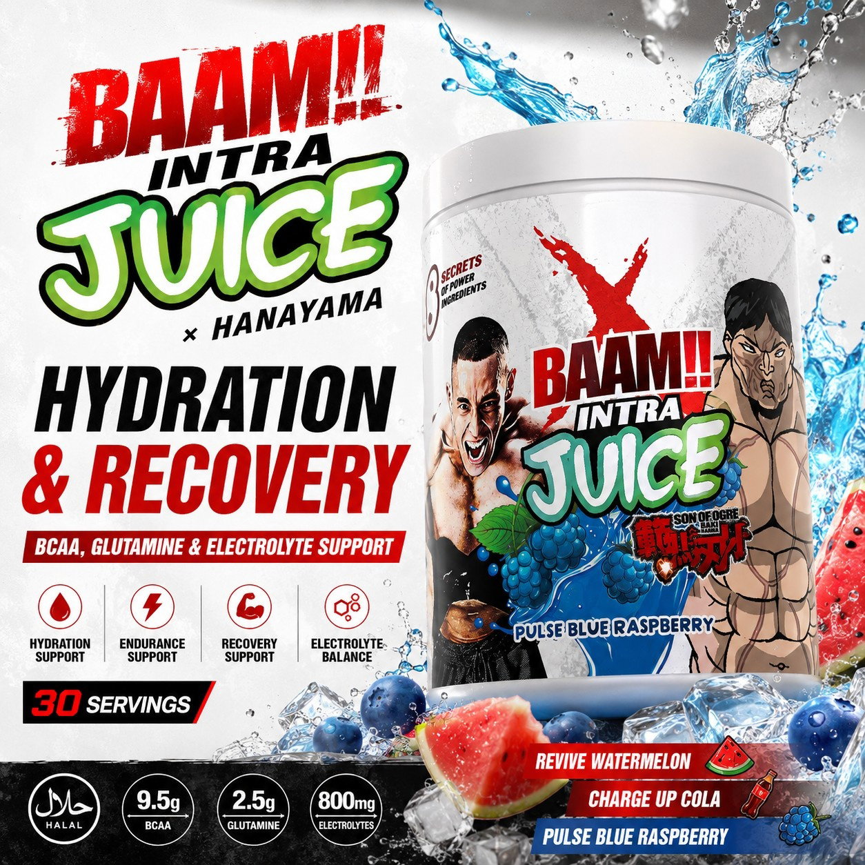 BAAM!!™ INTRA JUICE × HANAYAMA (30 Servings) | Intra-Workout Hydration, Recovery • BCAA, Glutamine & Electrolyte Support_0