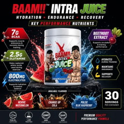 BAAM!!™ INTRA JUICE × HANAYAMA (30 Servings) | Intra-Workout Hydration, Recovery • BCAA, Glutamine & Electrolyte Support