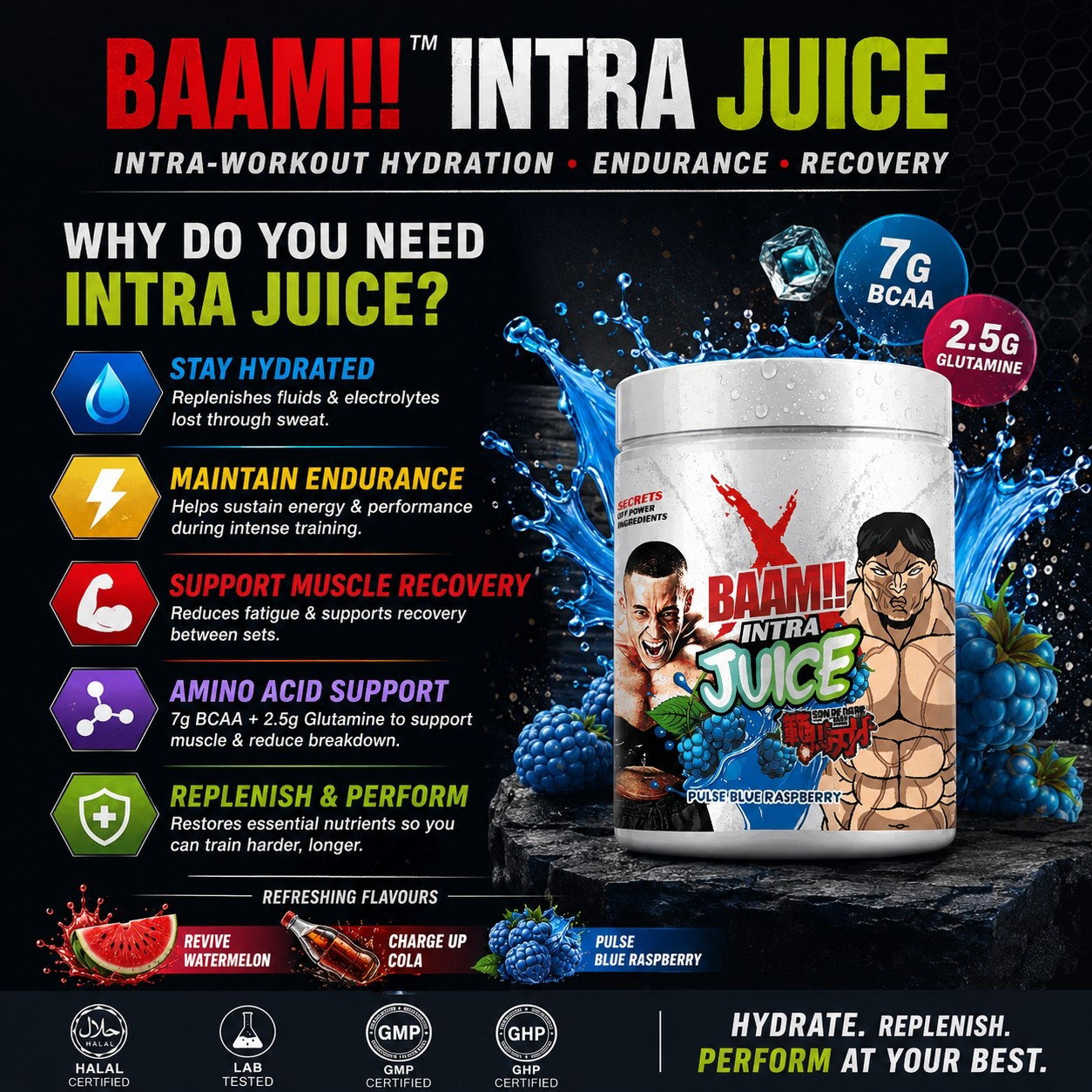 BAAM!!™ INTRA JUICE × HANAYAMA (30 Servings) | Intra-Workout Hydration, Recovery • BCAA, Glutamine & Electrolyte Support_3