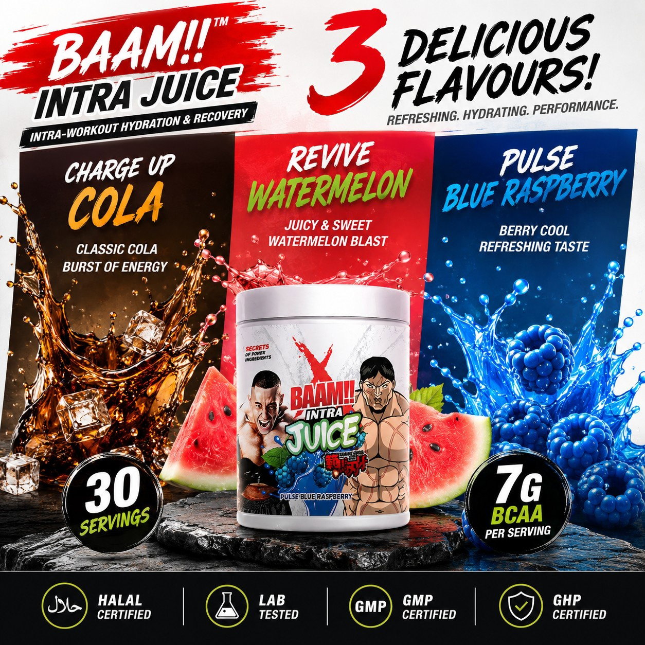 BAAM!!™ INTRA JUICE × HANAYAMA (30 Servings) | Intra-Workout Hydration, Recovery • BCAA, Glutamine & Electrolyte Support_1