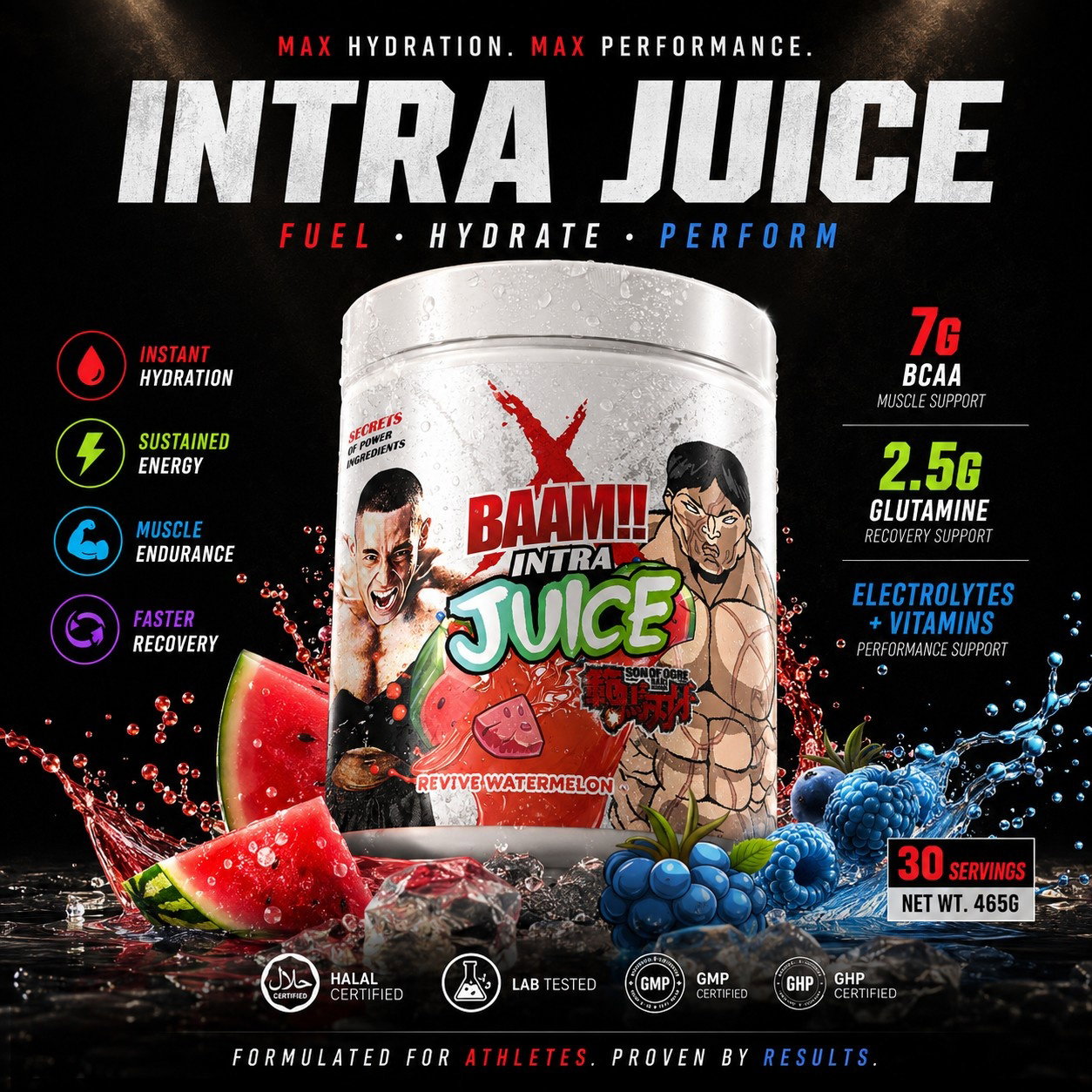 BAAM!!™ INTRA JUICE × HANAYAMA (30 Servings) | Intra-Workout Hydration, Recovery • BCAA, Glutamine & Electrolyte Support_8