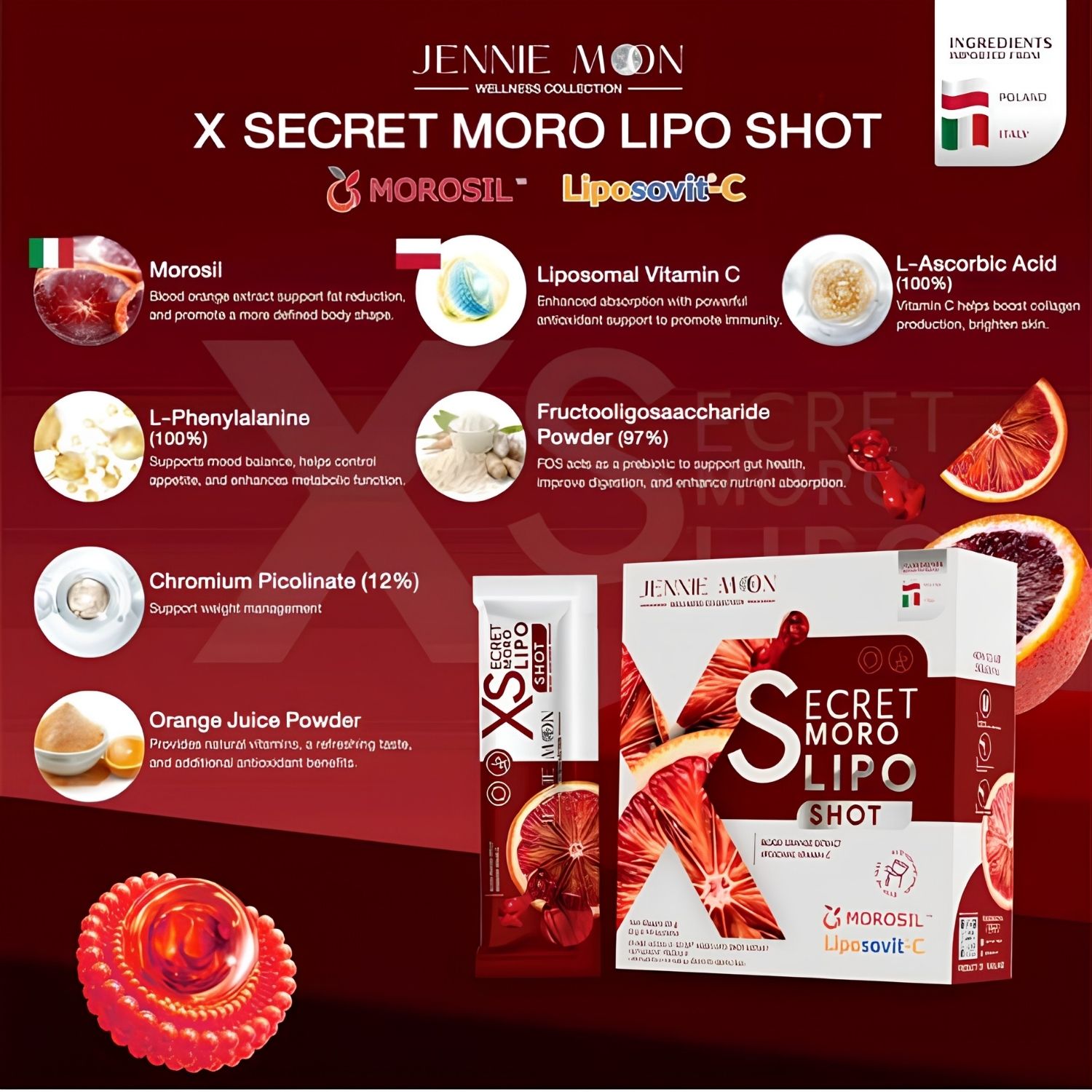 Jennie Moon - X Secret Moro Lipo Shot Weight Management (28g x 14 Sachets) | Wholesale Supplement Singapore_2