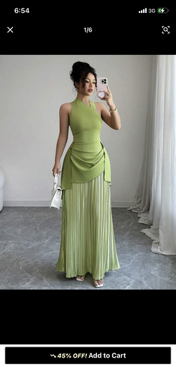 European and American Cross-Border Women's Clothing 2026 Spring New Style Elegant Asymmetrical Neckline Slim-Fit Irregular Top and Pleated Skirt Set 
