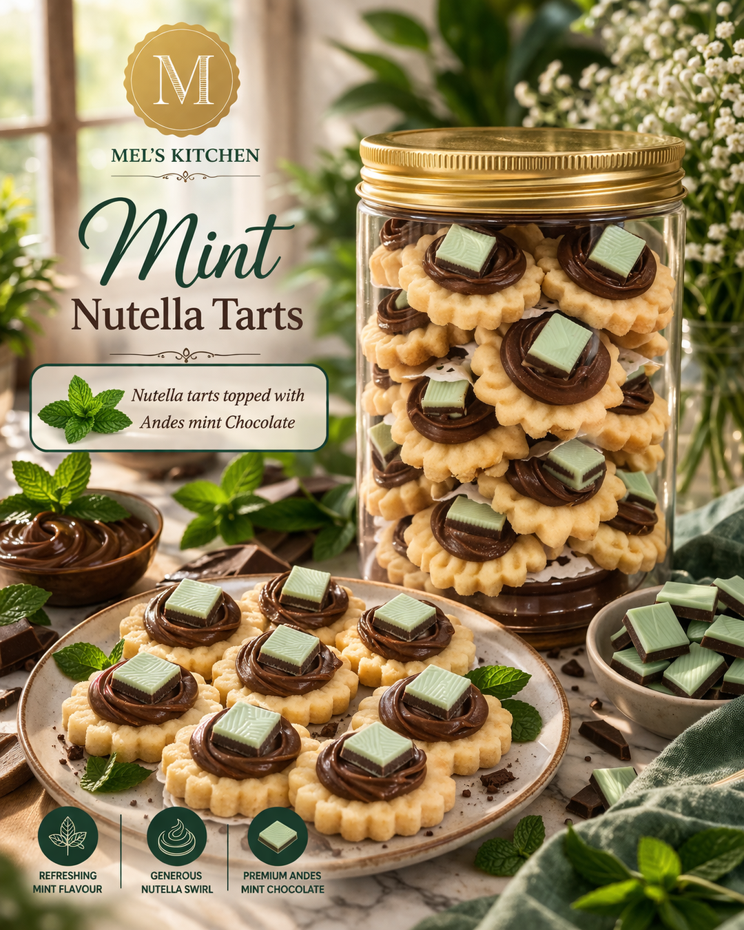 Andes Mint Nutella Tarts