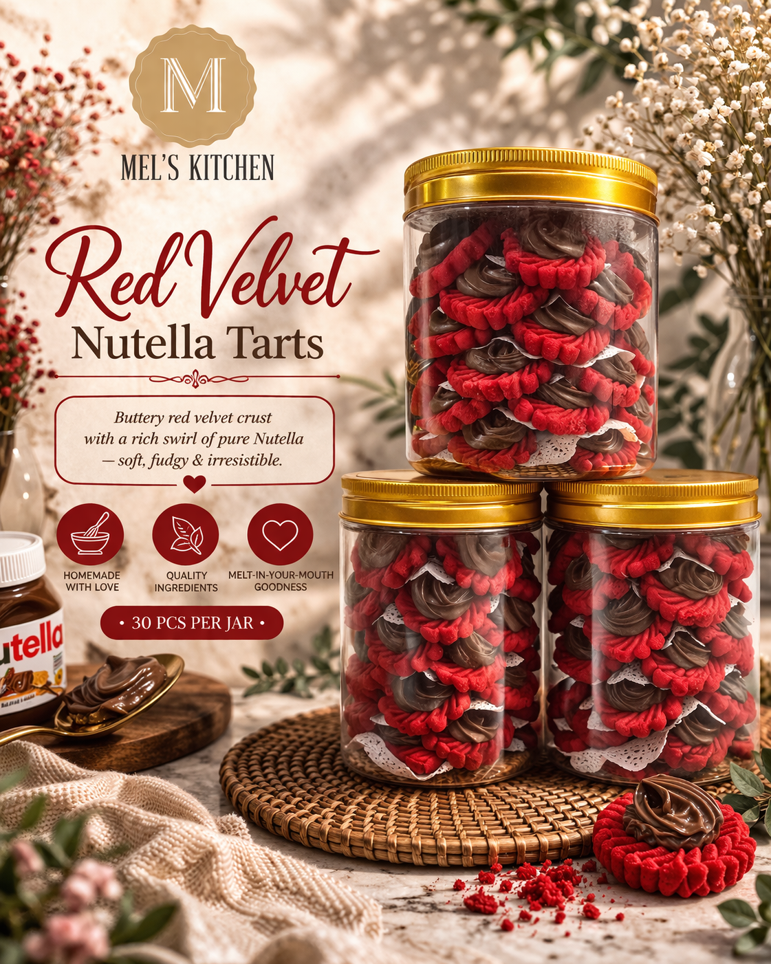 Red Velvet Nutella Tarts_0
