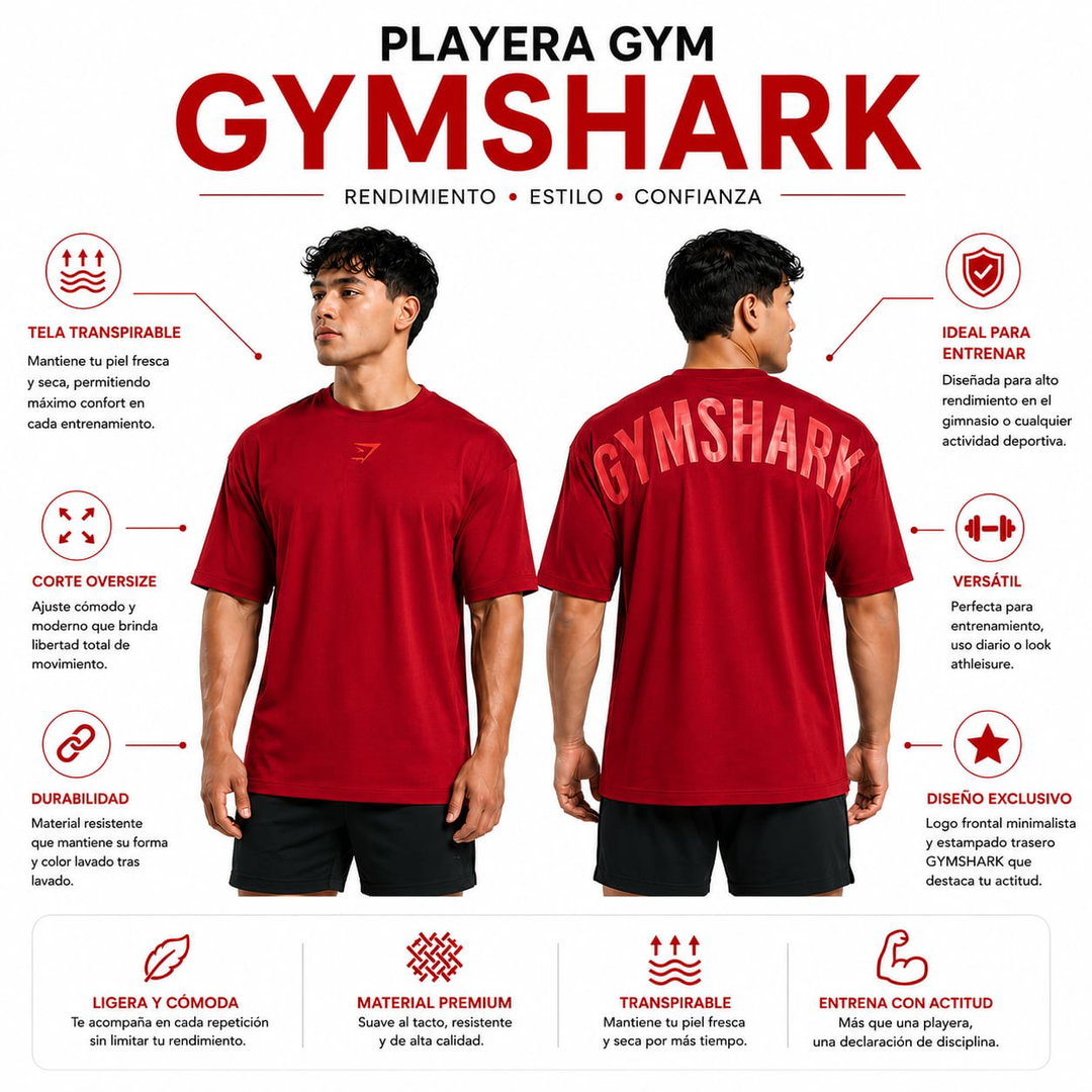 Playera Gym Gymshark (Corte Oversize) triple A 